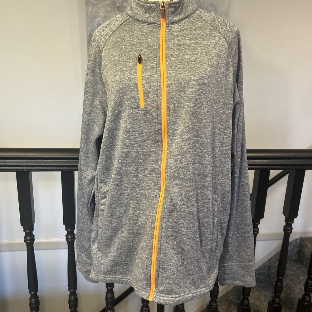 Soybu Size Large Heather Gray‎ Full Zip Mock Neck Thumbholes Running Yoga Jacket